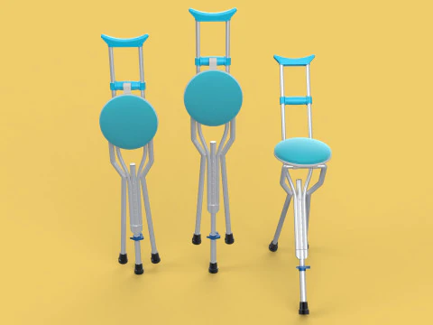 UNDERARM CRUTCHES SHOULDER CRUTCH FOLDING CHAIR SEAT WALKING AID 3D Model