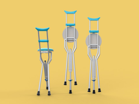 UNDERARM CRUTCHES SHOULDER CRUTCH FOLDING CHAIR SEAT WALKING AID 3D Model