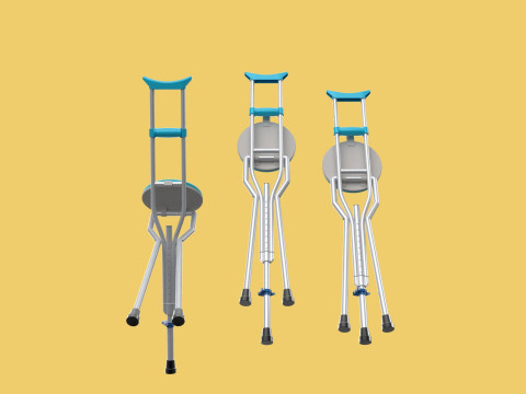 UNDERARM CRUTCHES SHOULDER CRUTCH FOLDING CHAIR SEAT WALKING AID 3D Model