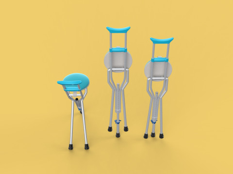 UNDERARM CRUTCHES SHOULDER CRUTCH FOLDING CHAIR SEAT WALKING AID 3D Model