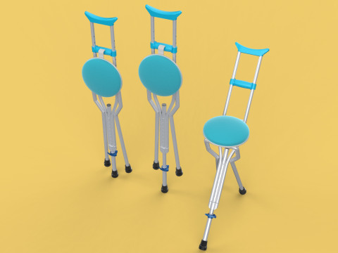 UNDERARM CRUTCHES SHOULDER CRUTCH FOLDING CHAIR SEAT WALKING AID 3D Model