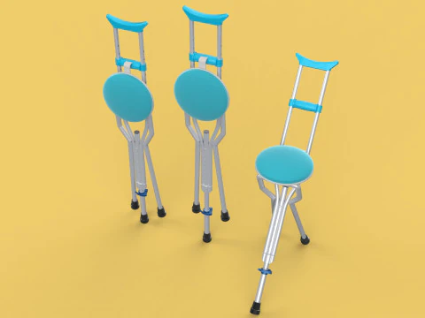 UNDERARM CRUTCHES SHOULDER CRUTCH FOLDING CHAIR SEAT WALKING AID 3D Model