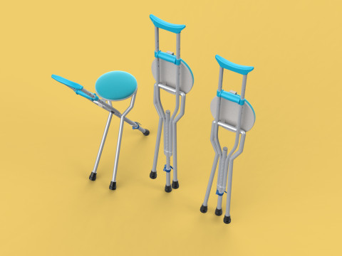 UNDERARM CRUTCHES SHOULDER CRUTCH FOLDING CHAIR SEAT WALKING AID 3D Model