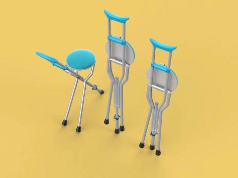 UNDERARM CRUTCHES SHOULDER CRUTCH FOLDING CHAIR SEAT WALKING AID 3D Model