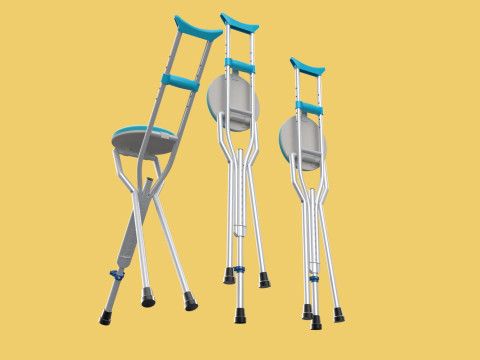 UNDERARM CRUTCHES SHOULDER CRUTCH FOLDING CHAIR SEAT WALKING AID 3D Model