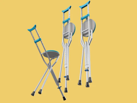 UNDERARM CRUTCHES SHOULDER CRUTCH FOLDING CHAIR SEAT WALKING AID 3D Model