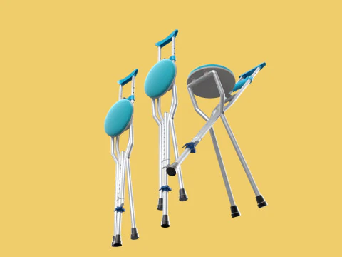 UNDERARM CRUTCHES SHOULDER CRUTCH FOLDING CHAIR SEAT WALKING AID 3D Model
