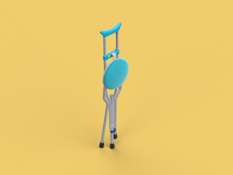 UNDERARM CRUTCHES SHOULDER CRUTCH FOLDING CHAIR SEAT WALKING AID 3D Model