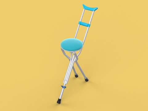 UNDERARM CRUTCHES SHOULDER CRUTCH FOLDING CHAIR SEAT WALKING AID 3D Model