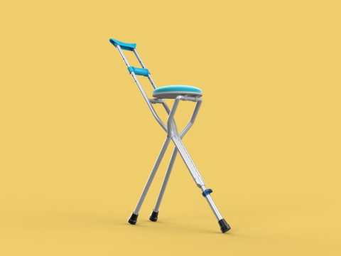 UNDERARM CRUTCHES SHOULDER CRUTCH FOLDING CHAIR SEAT WALKING AID 3D Model