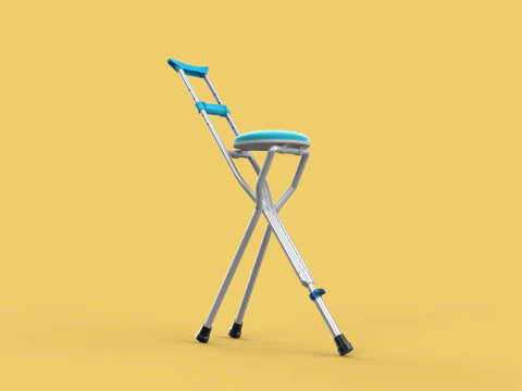 UNDERARM CRUTCHES SHOULDER CRUTCH FOLDING CHAIR SEAT WALKING AID 3D Model