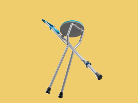 UNDERARM CRUTCHES SHOULDER CRUTCH FOLDING CHAIR SEAT WALKING AID 3D Model