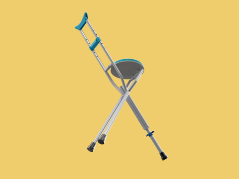 UNDERARM CRUTCHES SHOULDER CRUTCH FOLDING CHAIR SEAT WALKING AID 3D Model