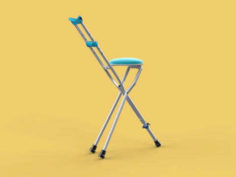 UNDERARM CRUTCHES SHOULDER CRUTCH FOLDING CHAIR SEAT WALKING AID 3D Model