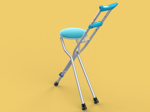 UNDERARM CRUTCHES SHOULDER CRUTCH FOLDING CHAIR SEAT WALKING AID 3D Model