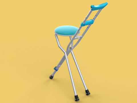 UNDERARM CRUTCHES SHOULDER CRUTCH FOLDING CHAIR SEAT WALKING AID 3D Model