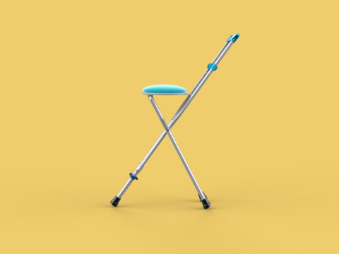 UNDERARM CRUTCHES SHOULDER CRUTCH FOLDING CHAIR SEAT WALKING AID 3D Model