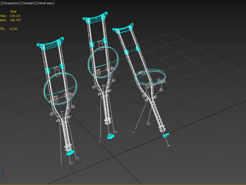 UNDERARM CRUTCHES SHOULDER CRUTCH FOLDING CHAIR SEAT WALKING AID 3D Model