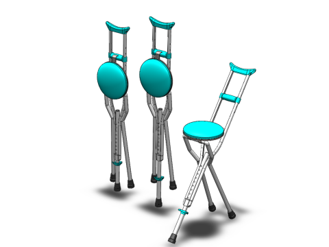 UNDERARM CRUTCHES SHOULDER CRUTCH FOLDING CHAIR SEAT WALKING AID 3D Model