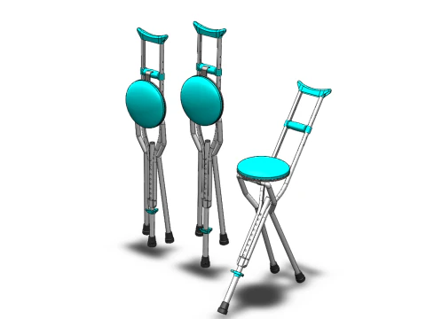UNDERARM CRUTCHES SHOULDER CRUTCH FOLDING CHAIR SEAT WALKING AID 3D Model