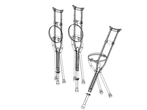 UNDERARM CRUTCHES SHOULDER CRUTCH FOLDING CHAIR SEAT WALKING AID 3D Model