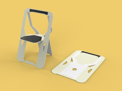 PLYWOOD FOLDABLE FLAT CHAIR SECRET FOLDING SEAT FOLD STOOL TABLE Model 3D