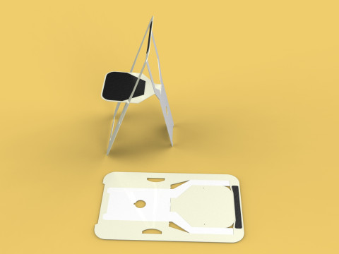 PLYWOOD FOLDABLE FLAT CHAIR SECRET FOLDING SEAT FOLD STOOL TABLE Modelo 3D