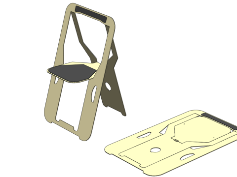 PLYWOOD FOLDABLE FLAT CHAIR SECRET FOLDING SEAT FOLD STOOL TABLE Modelo 3D
