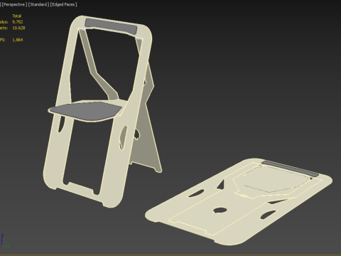 PLYWOOD FOLDABLE FLAT CHAIR SECRET FOLDING SEAT FOLD STOOL TABLE Modelo 3D