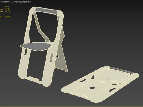 CADEIRA PLANA DOBR&Aacute;VEL DE MADEIRA SECRETA ASSENTO DOBR&Aacute;VEL MESA DE BANCO DOBR&Aacute;VEL Modelo 3D