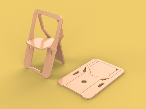 FOLDABLE FLAT CHAIR SECRET FOLDING SEAT FOLD STOOL FLIP TABLE Model 3D