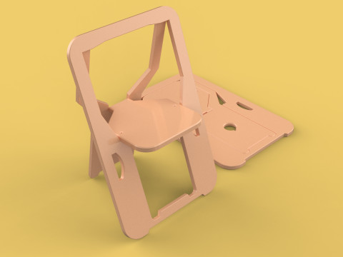 FOLDABLE FLAT CHAIR SECRET FOLDING SEAT FOLD STOOL FLIP TABLE 3D Model