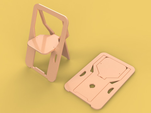 FOLDABLE FLAT CHAIR SECRET FOLDING SEAT FOLD STOOL FLIP TABLE 3D Model