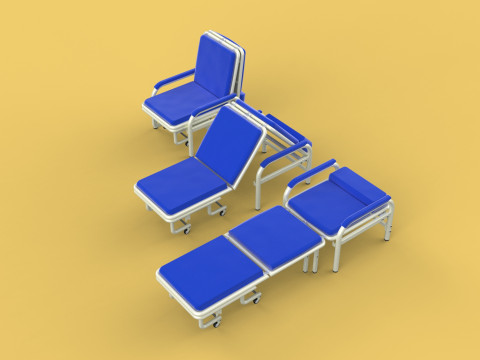 FOLDING ATTENDANT CHAIR TRANSFUSION WAITING BLOOD DONOR CUM BED 3D Model