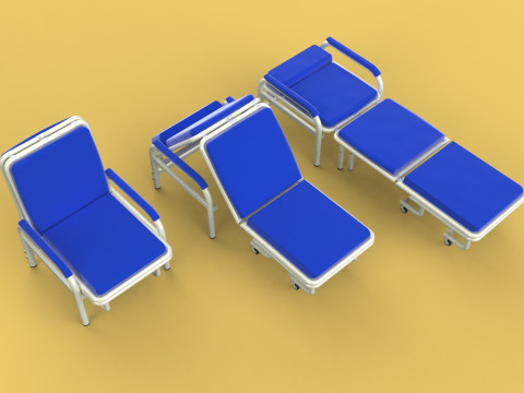 FOLDING ATTENDANT CHAIR TRANSFUSION WAITING BLOOD DONOR CUM BED 3D 모델