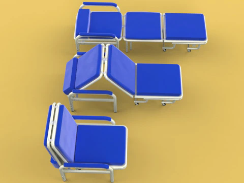 FOLDING ATTENDANT CHAIR TRANSFUSION WAITING BLOOD DONOR CUM BED 3D Model