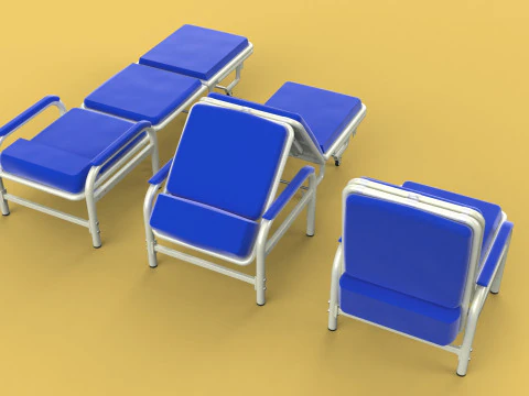 FOLDING ATTENDANT CHAIR TRANSFUSION WAITING BLOOD DONOR CUM BED 3D Model