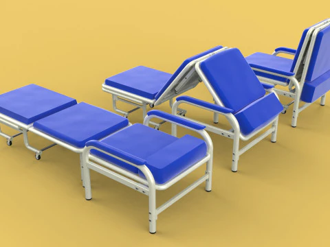 FOLDING ATTENDANT CHAIR TRANSFUSION WAITING BLOOD DONOR CUM BED 3D Model