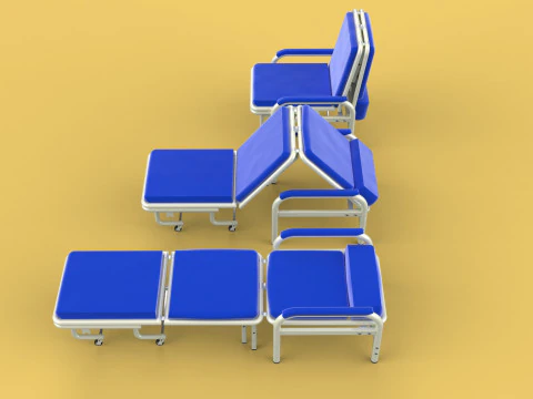 FOLDING ATTENDANT CHAIR TRANSFUSION WAITING BLOOD DONOR CUM BED 3D Model