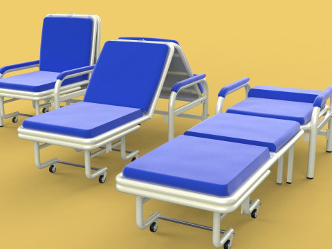 FOLDING ATTENDANT CHAIR TRANSFUSION WAITING BLOOD DONOR CUM BED 3D 모델