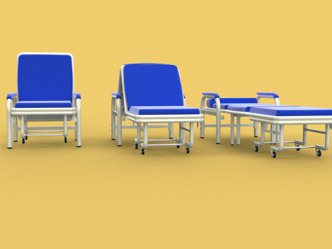 FOLDING ATTENDANT CHAIR TRANSFUSION WAITING BLOOD DONOR CUM BED 3D 모델