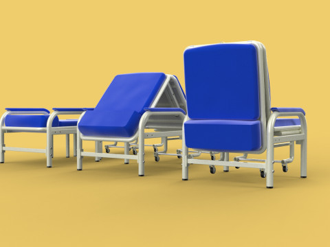 FOLDING ATTENDANT CHAIR TRANSFUSION WAITING BLOOD DONOR CUM BED 3D 모델