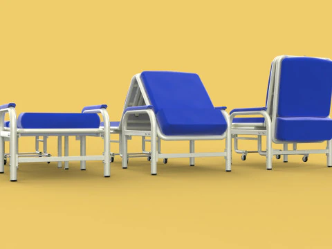FOLDING ATTENDANT CHAIR TRANSFUSION WAITING BLOOD DONOR CUM BED 3D Model