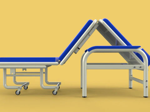 FOLDING ATTENDANT CHAIR TRANSFUSION WAITING BLOOD DONOR CUM BED 3D Model