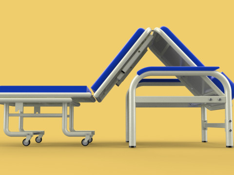 FOLDING ATTENDANT CHAIR TRANSFUSION WAITING BLOOD DONOR CUM BED 3D 모델