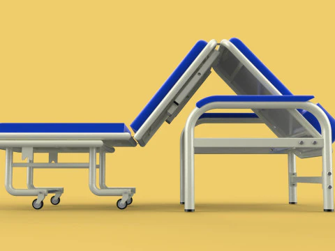 FOLDING ATTENDANT CHAIR TRANSFUSION WAITING BLOOD DONOR CUM BED 3D Model