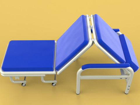 FOLDING ATTENDANT CHAIR TRANSFUSION WAITING BLOOD DONOR CUM BED 3D 모델