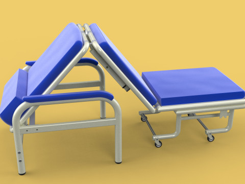 FOLDING ATTENDANT CHAIR TRANSFUSION WAITING BLOOD DONOR CUM BED 3D 모델