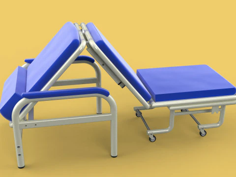 FOLDING ATTENDANT CHAIR TRANSFUSION WAITING BLOOD DONOR CUM BED 3D Model