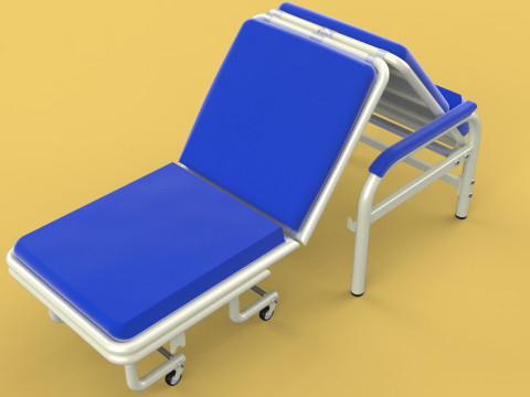 FOLDING ATTENDANT CHAIR TRANSFUSION WAITING BLOOD DONOR CUM BED 3D 모델